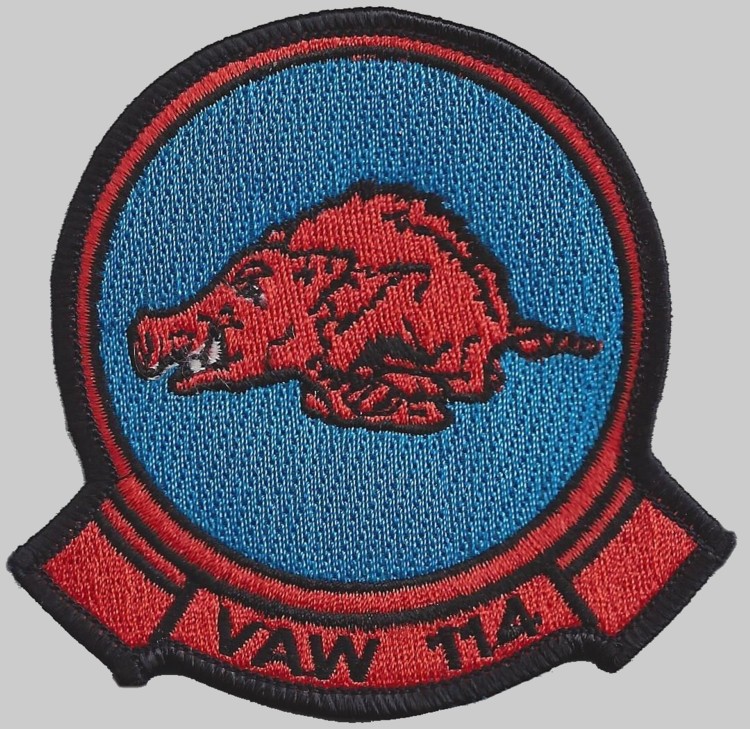 vaw-114 hormel hawgs insignia crest patch badge carrier airborne early warning squadron us navy grumman e-2c hawkeye 03p