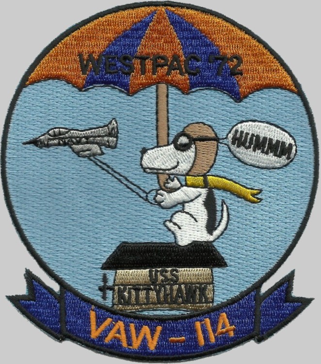 vaw-114 hormel hawgs insignia crest patch badge carrier airborne early warning squadron us navy grumman e-2c hawkeye 06p