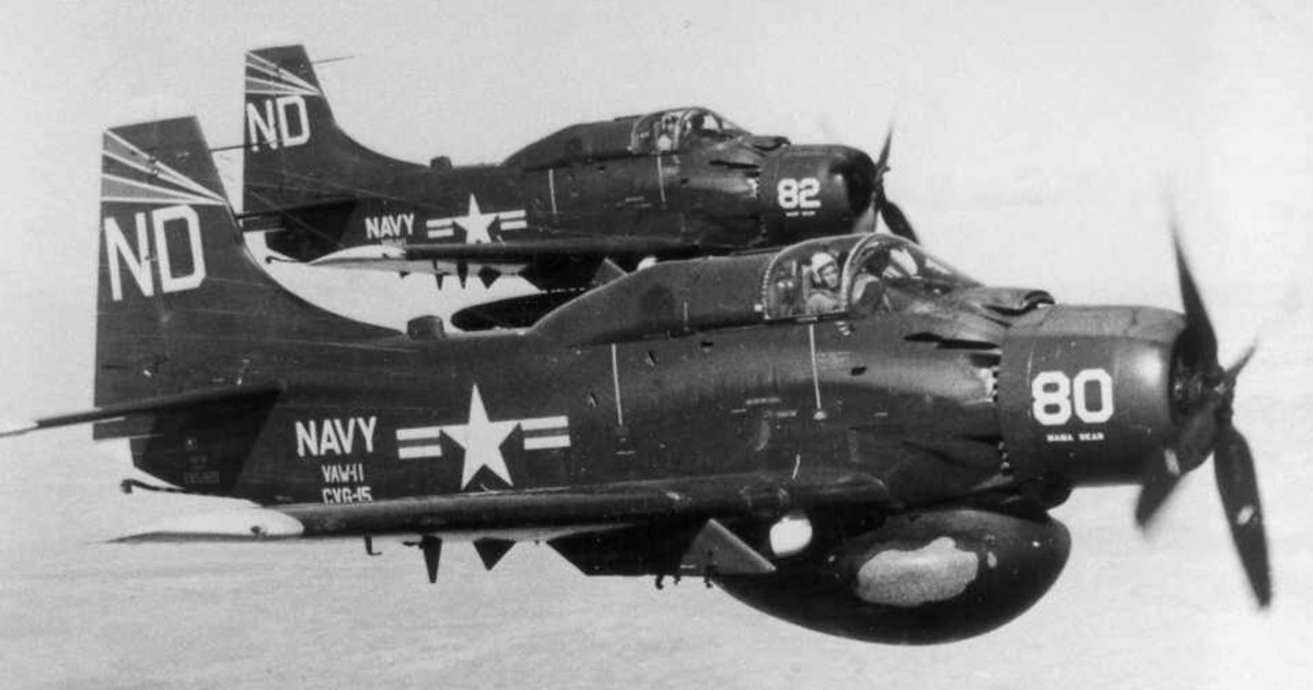 vaw-11 early eleven carrier airborne warning squadron caraewron us navy douglas ad-5w skyraider 32
