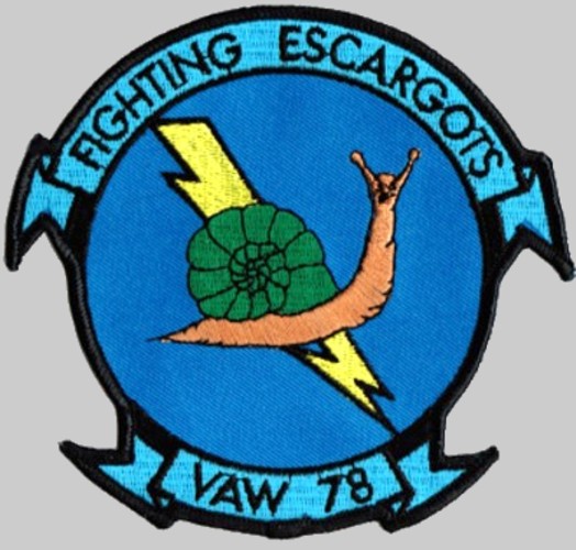 vaw-78 fighting escargots insignia crest patch badge carrier airborne early warning squadron us navy reserve grumman e-2c hawkeye 04p