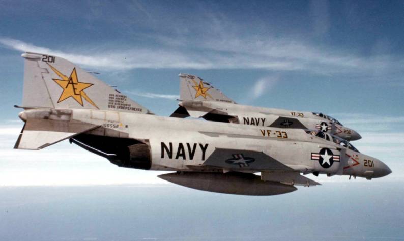 vf-33 tarsiers fighter squadron f-4j phantom carrier air wing cvw-6 uss independence cv 62