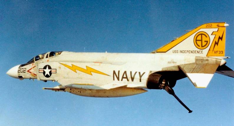 f-4j phantom ii fighter squadron vf-33 tarsiers carrier air wing cvw-7 uss independence cva-62