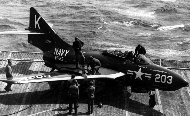 fighter squadron vf-33 tarsiers f9f-6 cougar uss midway cva-41