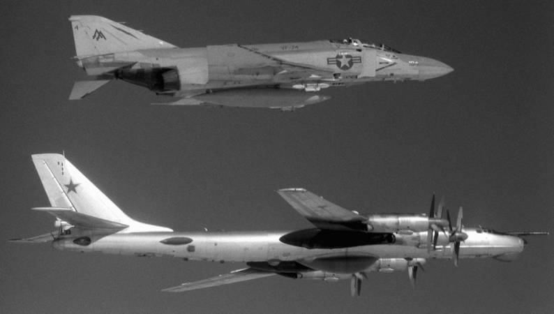 vf-74 fighter squadron fitron be-devilers f-4s phantom escorts a tupolev tu-95 bear