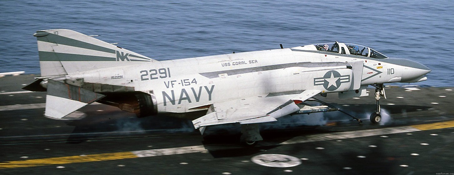 vf-154 black knights fighter squadron us navy f-4n phantom ii carrier air wing cvw-14 69 uss coral sea cv-43