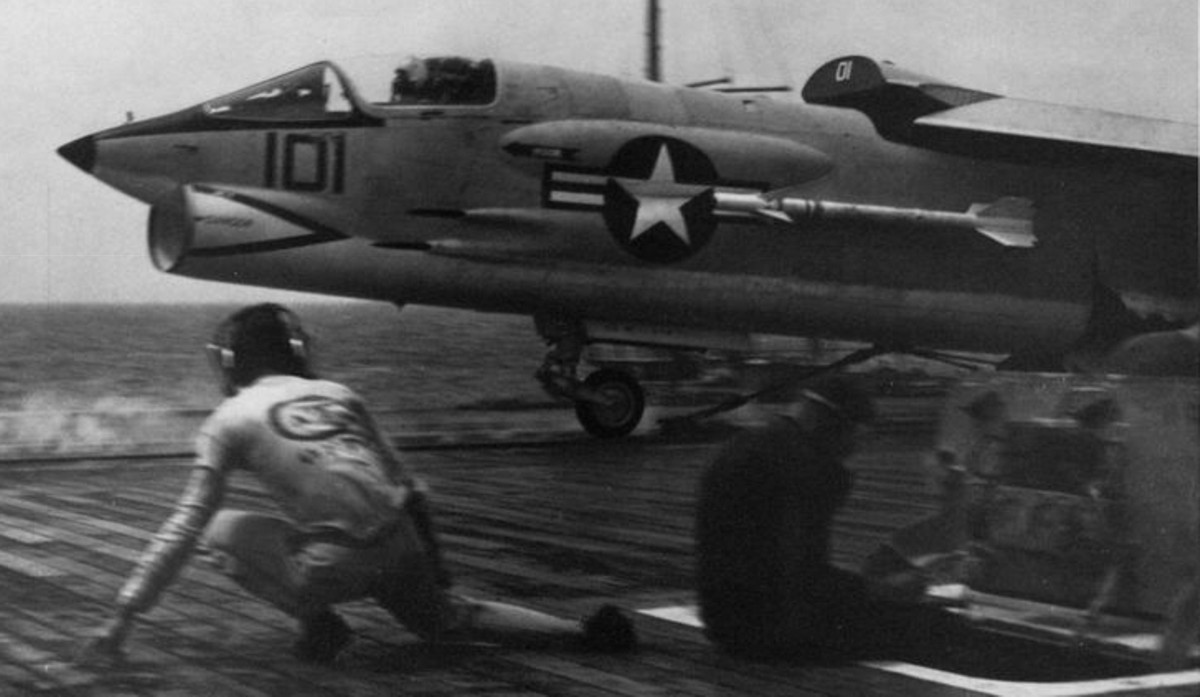 vf-211 fighting checkmates fighter squadron f-8a crusader us navy carrier air group cvw-21 uss hancock cvg-19 45