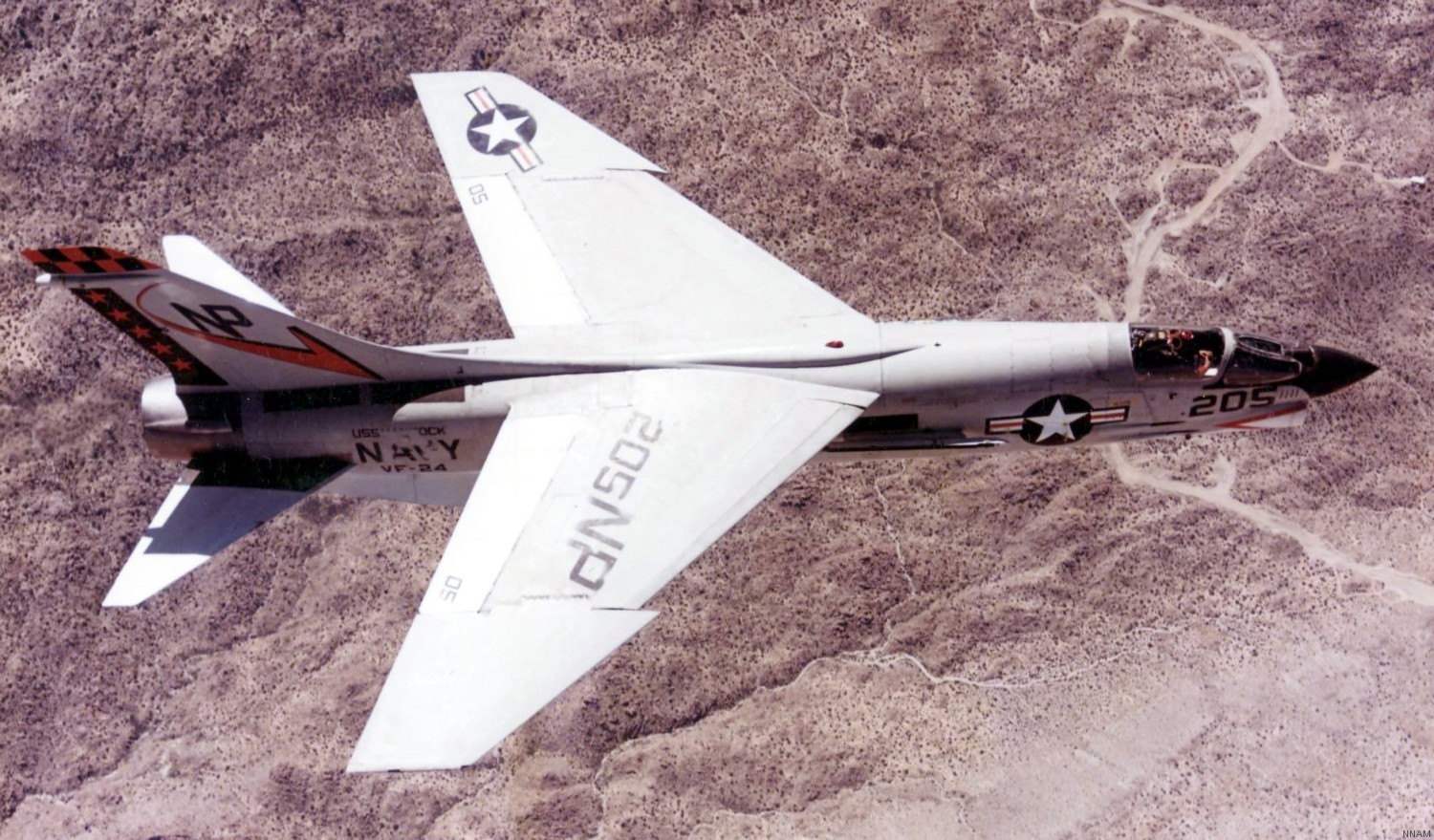 vf-24 red checkertails fighter squadron navy f-8j crusader carrier air wing cvw-21 uss hancock cva-19 49