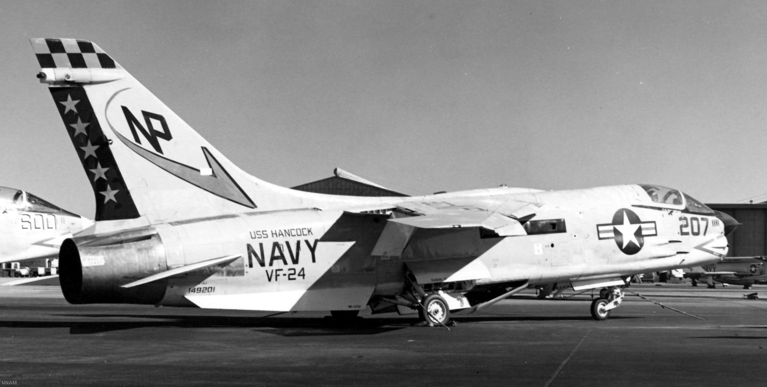 vf-24 red checkertails fighter squadron navy f-8j crusader carrier air wing cvw-21 uss hancock cva-19 51
