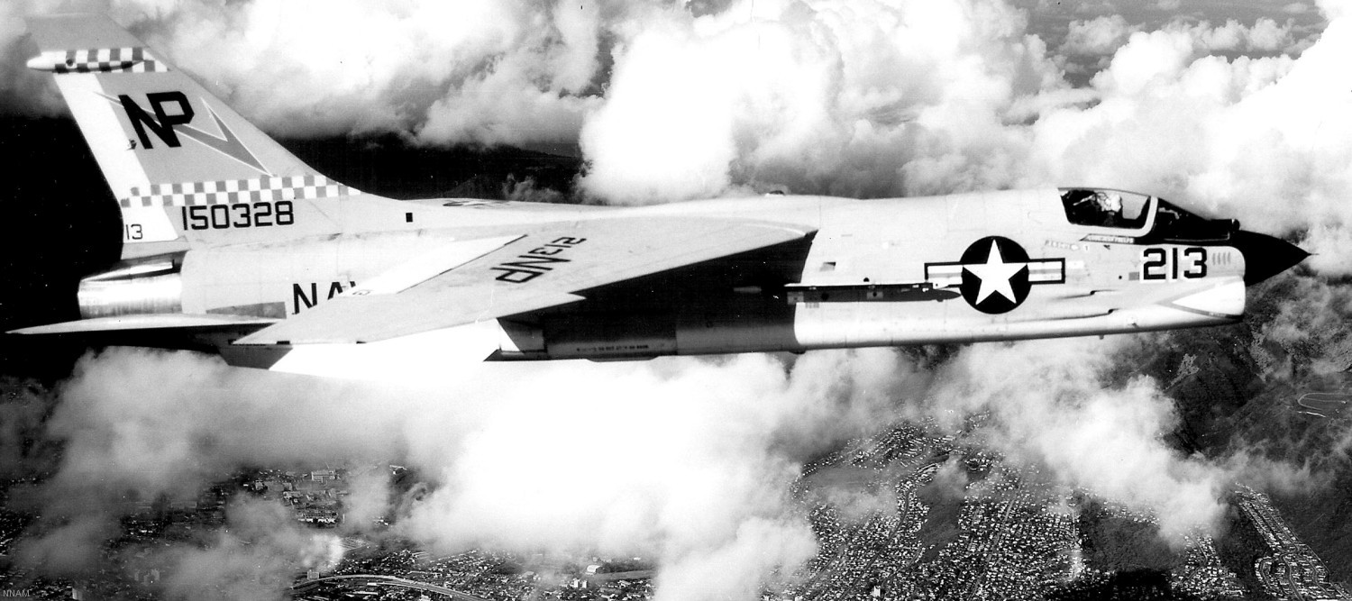 vf-24 red checkertails fighter squadron navy f-8j crusader carrier air wing cvw-21 uss hancock cva-19 60