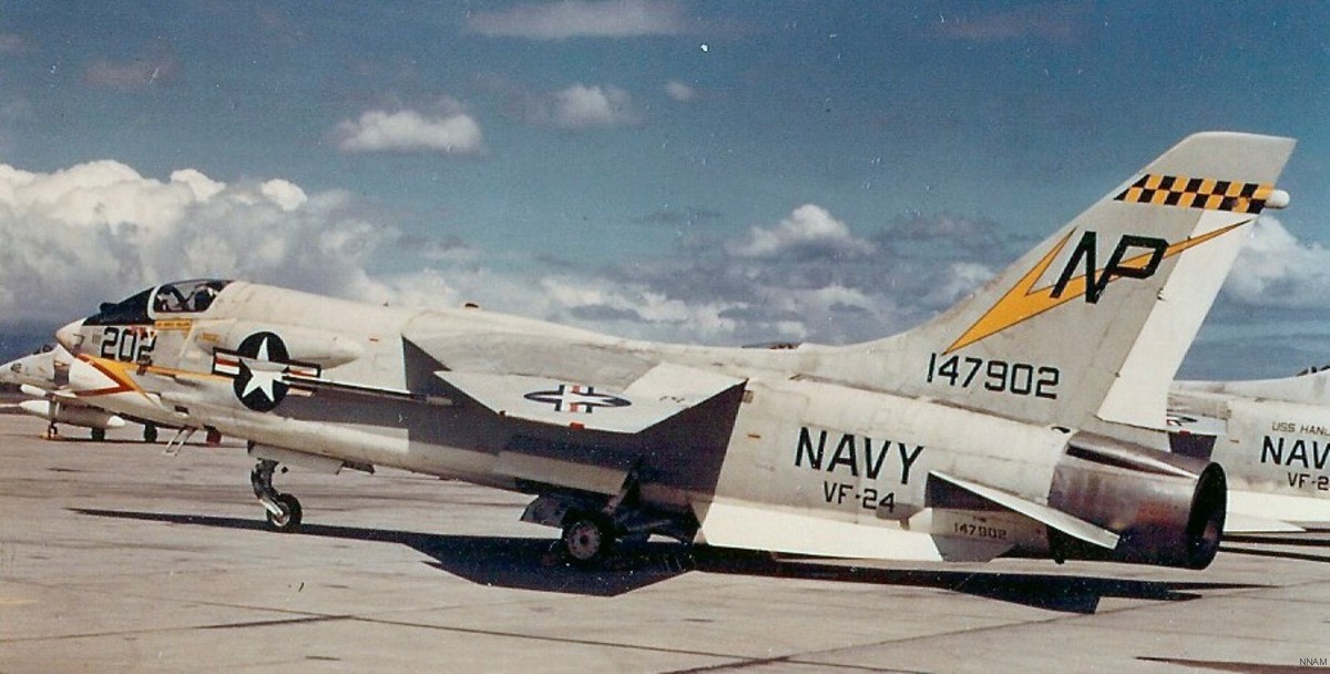 vf-24 red checkertails fighter squadron navy f-8h crusader carrier air wing cvw-21 uss hancock cva-19 62