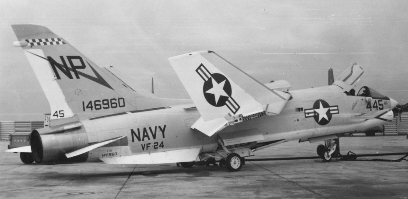 vf-24 red checkertails fighter squadron navy f-8c crusader carrier air wing cvw-21 uss bon homme richard cva-31 64