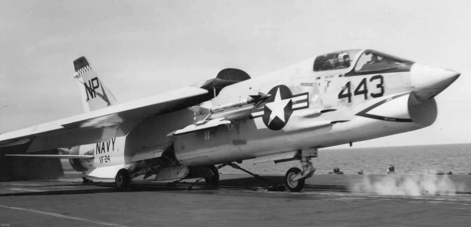 vf-24 red checkertails fighter squadron navy f-8c crusader carrier air wing cvw-21 uss bon homme richard cva-31 65