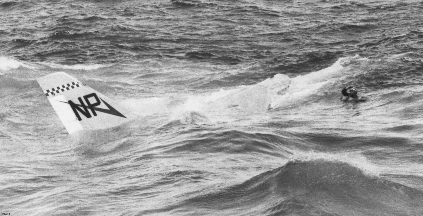 vf-24 red checkertails fighter squadron navy f-8c crusader carrier air wing cvw-21 uss hancock cva-19 69 mishap launch crash