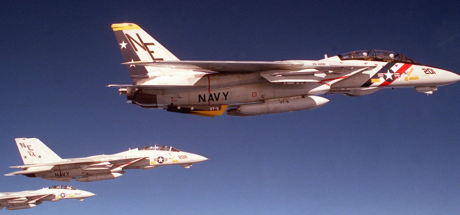 vf-2 bounty hunters fighter squadron fitron f-14a tomcat carrier air wing cvw-2 uss ranger cv-61 74