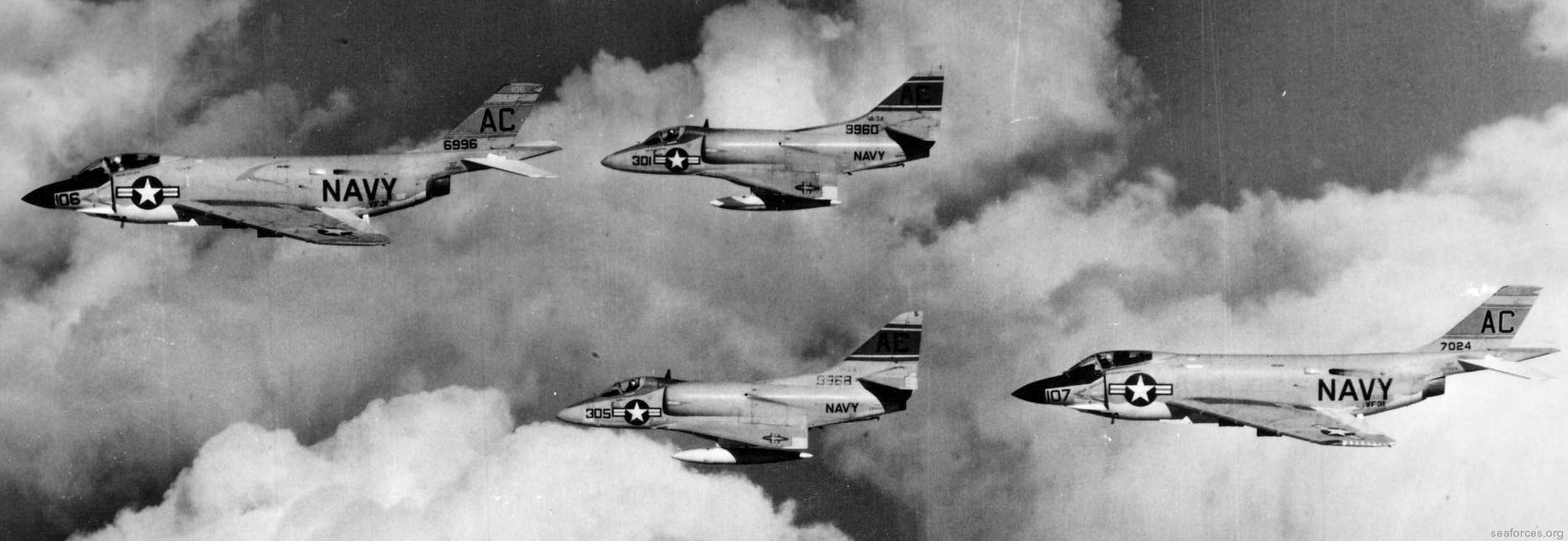 vf-31 tomcatters fighter squadron navy f3h-2n demon cvg-3 uss saratoga cva-60 142