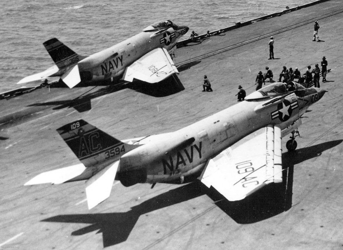 vf-31 tomcatters fighter squadron navy f3h-2n demon cvg-3 uss saratoga cva-60 145