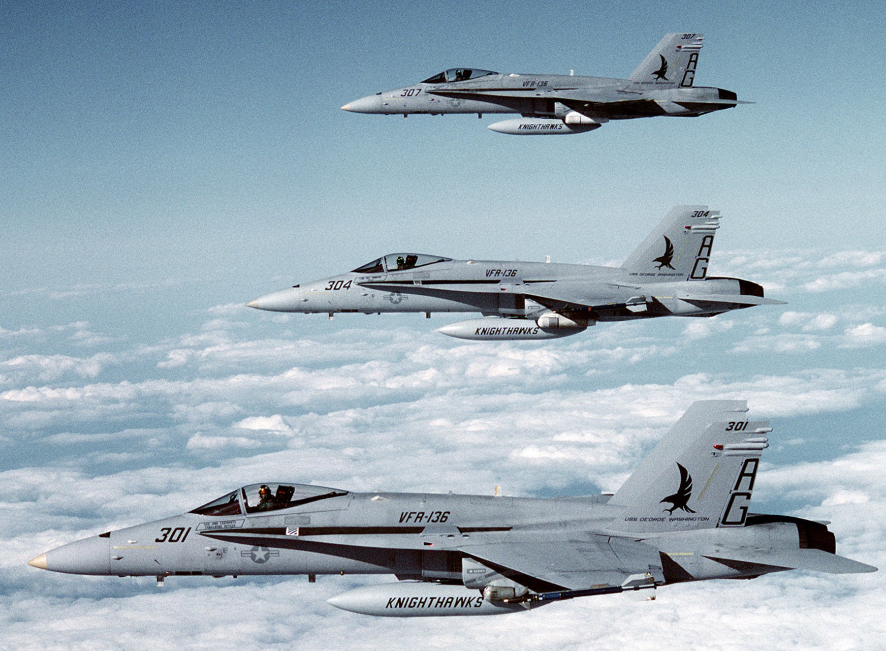 vfa-136 knighthawks strike fighter squadron f/a-18c hornet 1993 100 carrier air wing cvw-7