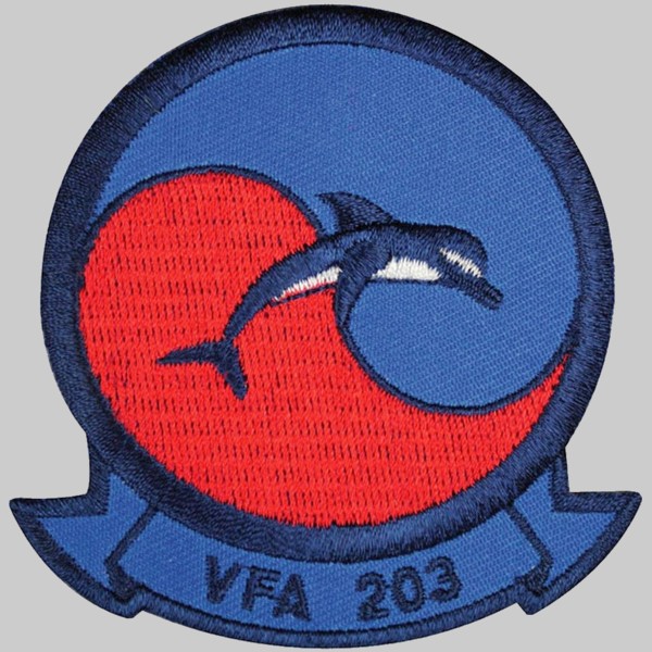 vfa-203 blue dolphins insignia crest patch badge strike fighter squadron us navy reserve 04p