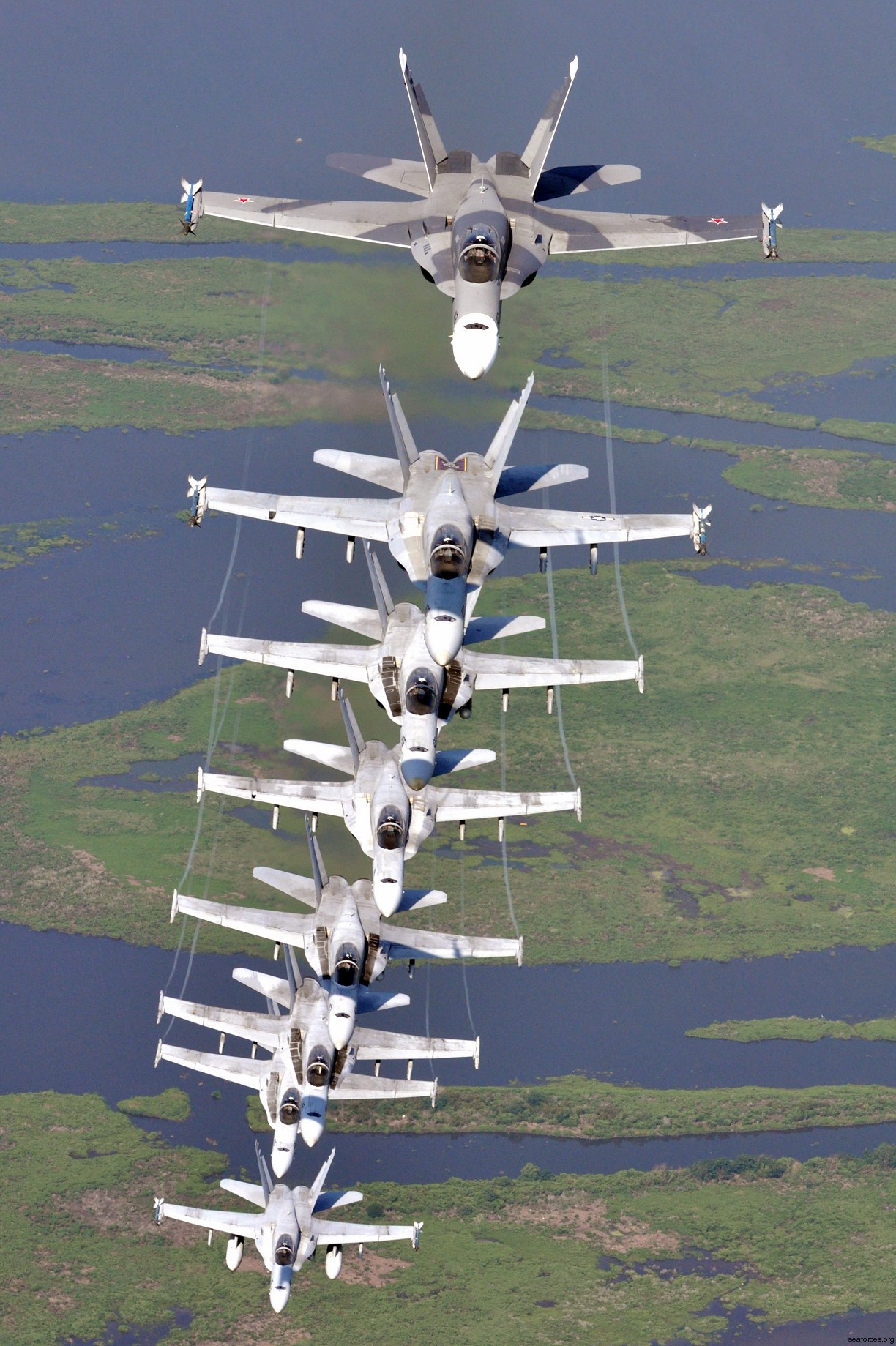 vfa-204 river rattlers f/a-18a+ hornet strike fighter squadron us navy reserve 07 in formation louisiana
