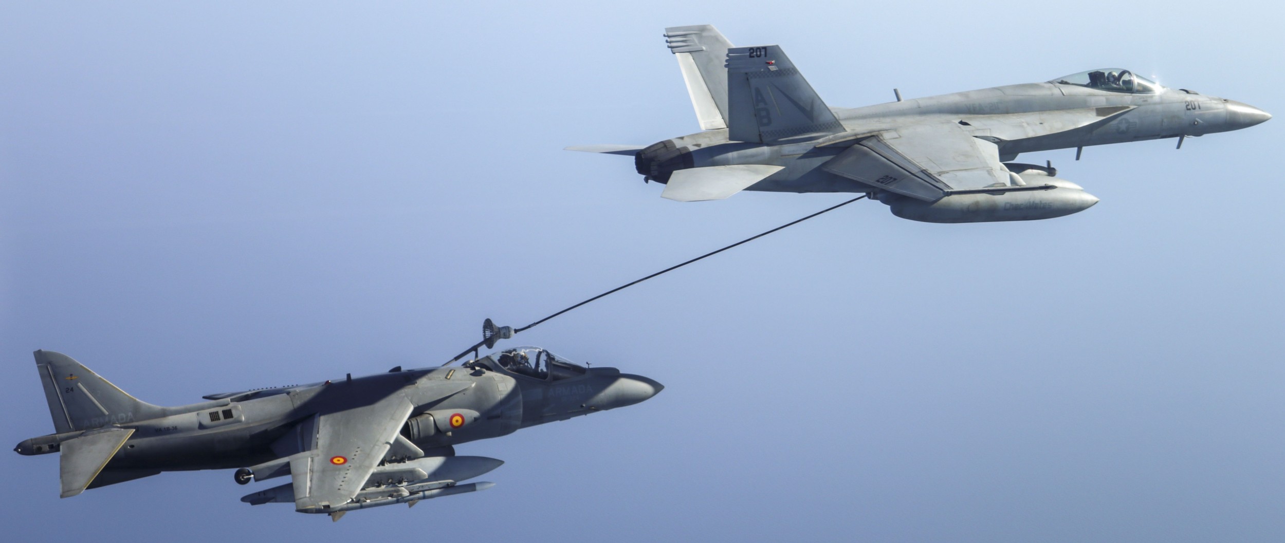 vfa-211 fighting checkmates strike fighter squadron f/a-18e super hornet exercise neptune shield 2022 spanish av-8b harrier 156