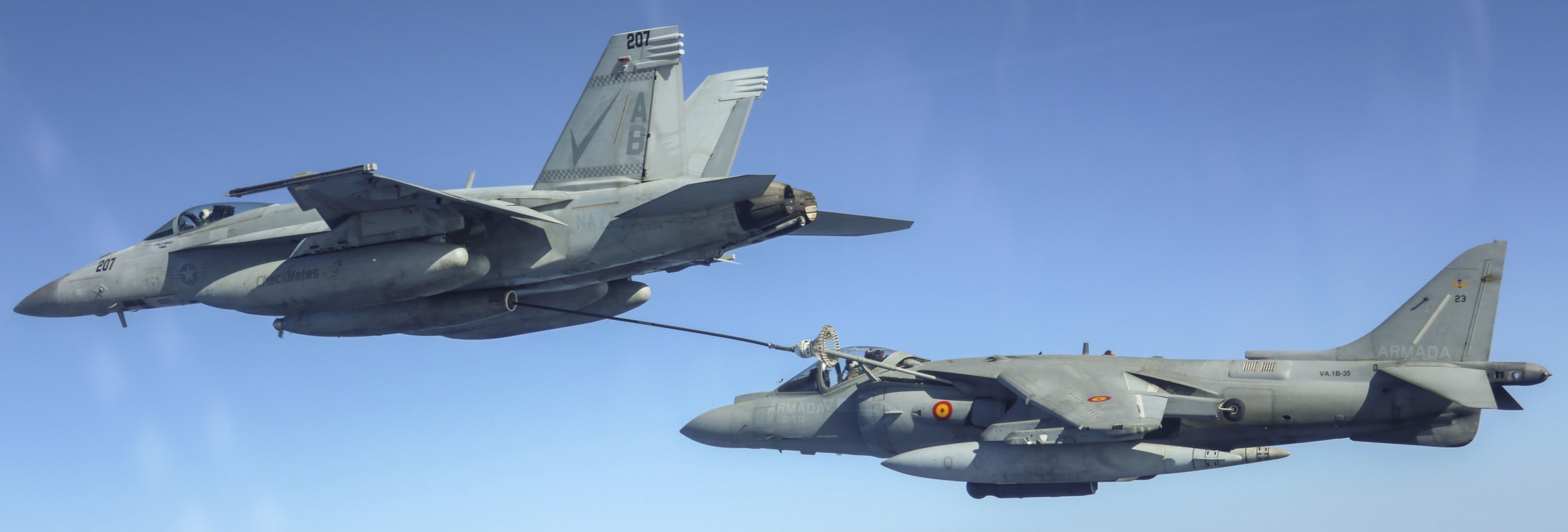 vfa-211 fighting checkmates strike fighter squadron f/a-18e super hornet neptune shield 2022 spanish av-8b harrier 157