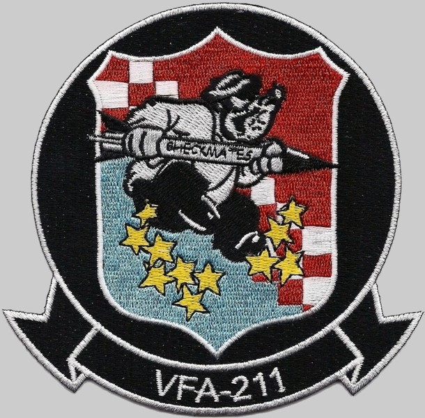 vfa-211 fighting checkmates patch insignia crest badge strike fighter squadron f/a-18f super hornet navy 02p