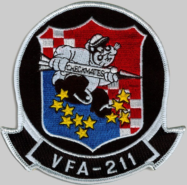 vfa-211 fighting checkmates insignia crest patch badge strike fighter squadron f/a-18f super hornet navy 03p