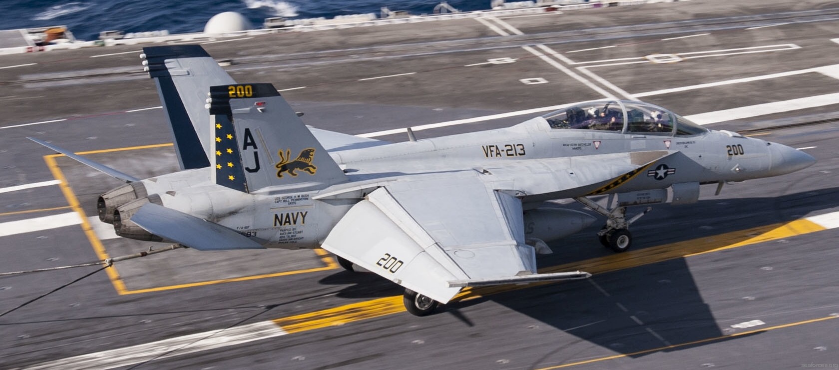 vfa-213 black lions strike fighter squadron us navy f/a-18f super hornet cvw-8 uss george h. w. bush cvn-77 113