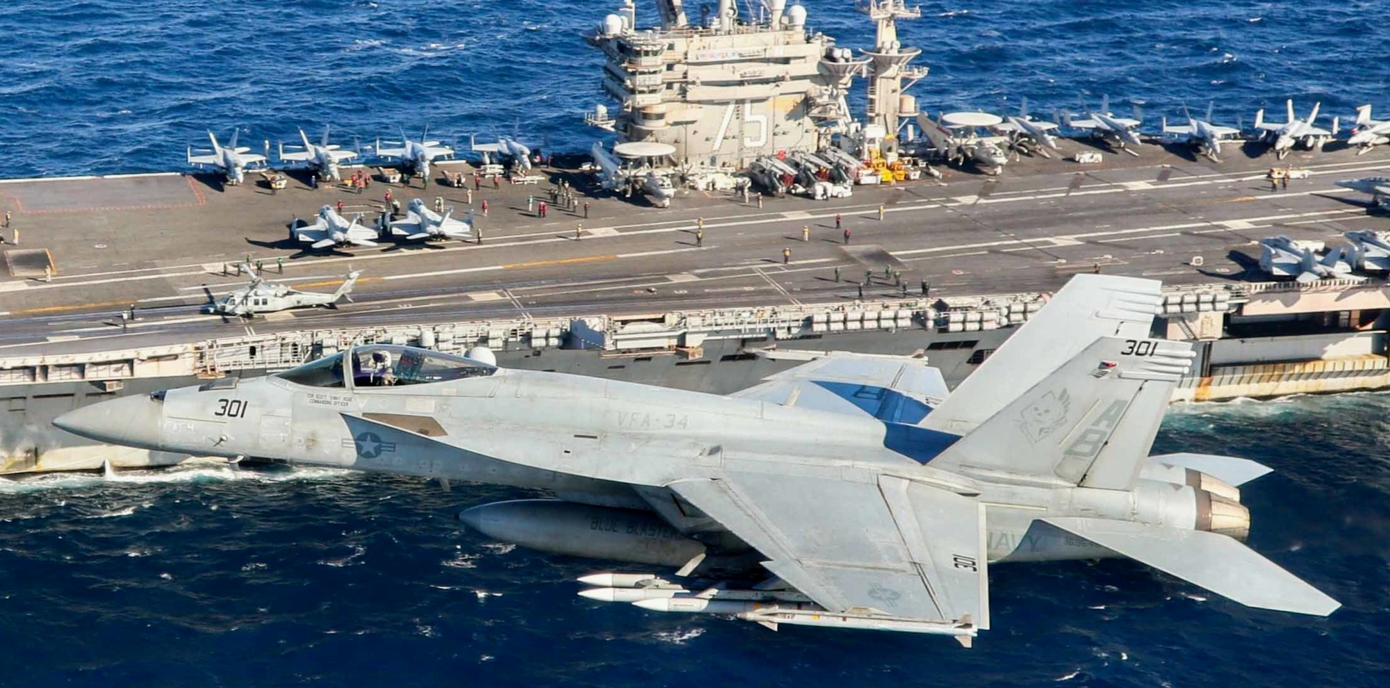 vfa-34 blue blasters strike fighter squadron f/a-18e super hornet cvn-75 uss harry s. truman cvw-8 us navy 88