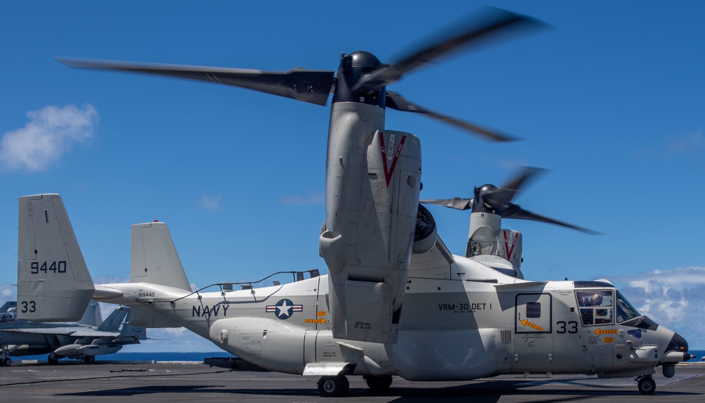 vrm-30 titans fleet logistics multi mission squadron us navy bell boeing cmv-22b osprey uss carl vinson cvn-70 cvw-2 42
