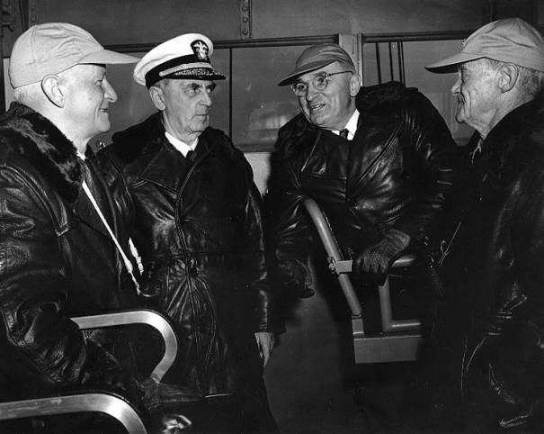 fleet admiral william d. leahy chester w. nimitz president harry s. truman vadm marc a. mitscher