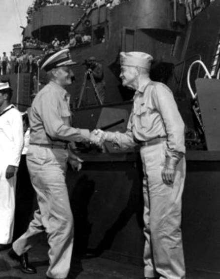 Fleet Admiral Chester Nimitz with Admiral William Frederick Halsey - 1945