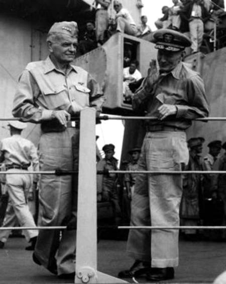 Admiral William Frederick Halsey with Vice Admiral John S. McCain - 1945