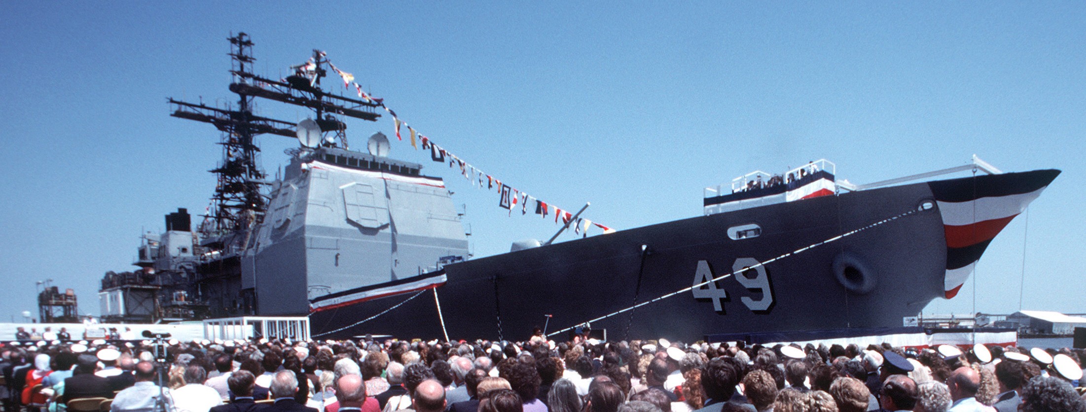 cg-49 uss vincennes ticonderoga class guided missile cruiser aegis us navy christening ingalls pascagoula 31
