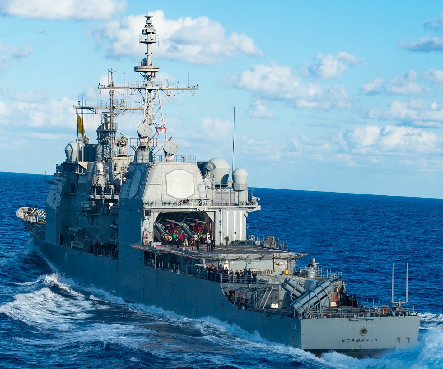 cg-60 uss normandy ticonderoga class guided missile cruiser aegis us navy mediterranean sea 85