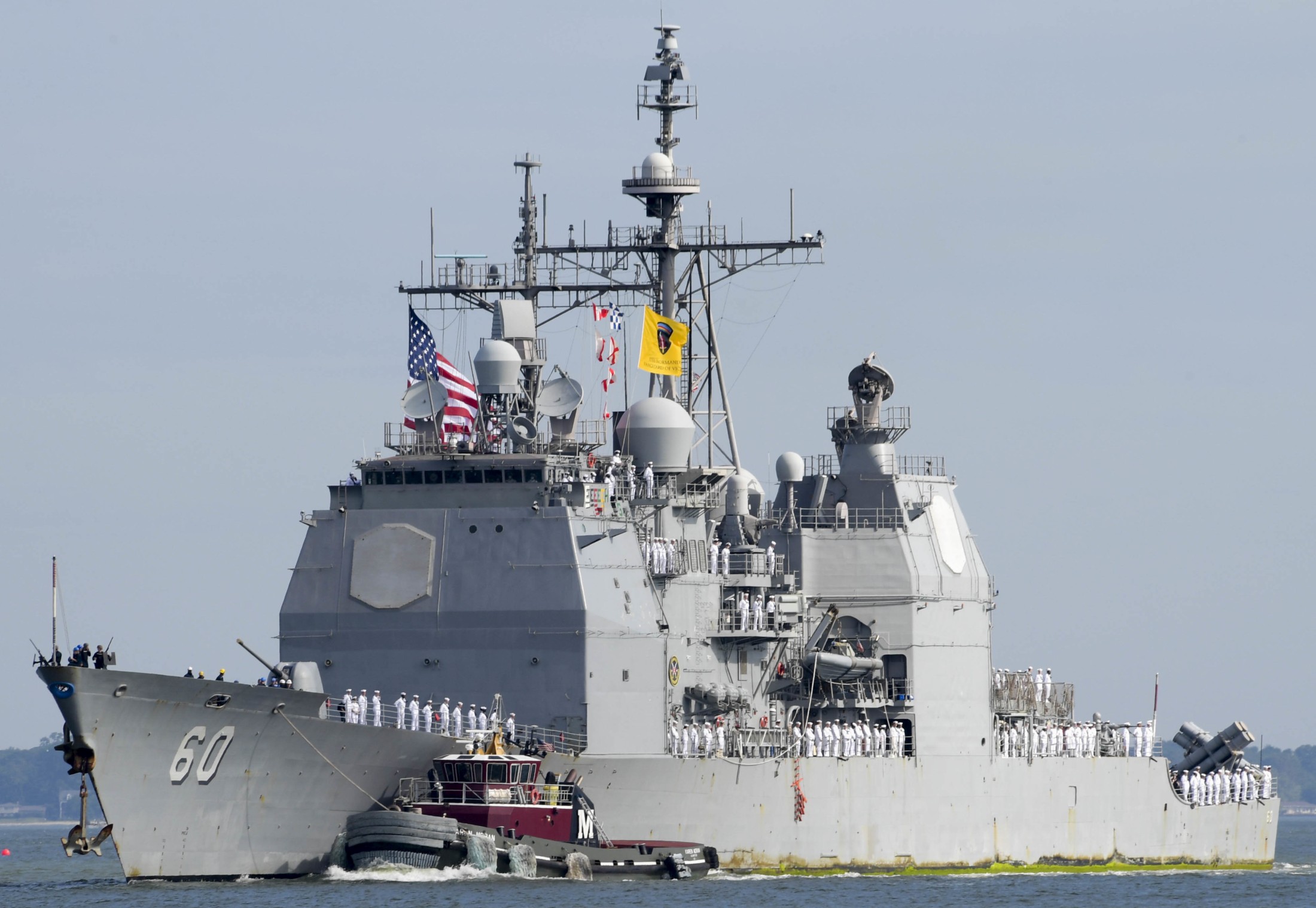 cg-60 uss normandy ticonderoga class guided missile cruiser aegis us navy returning norfolk 97