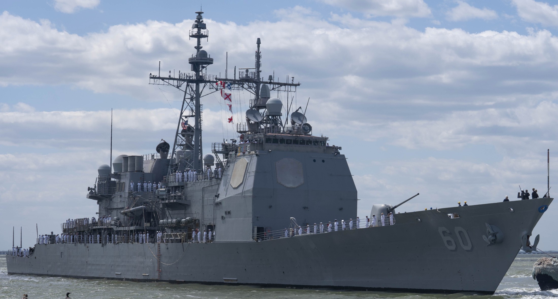 cg-60 uss normandy ticonderoga class guided missile cruiser aegis us navy departing naval station norfolk virginia 153