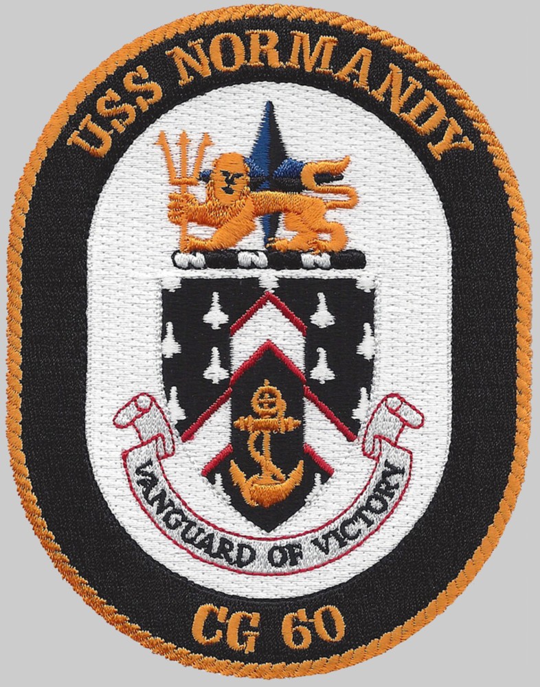 cg-60 uss normandy insignia crest patch badge ticonderoga class guided missile cruiser aegis us navy 02p