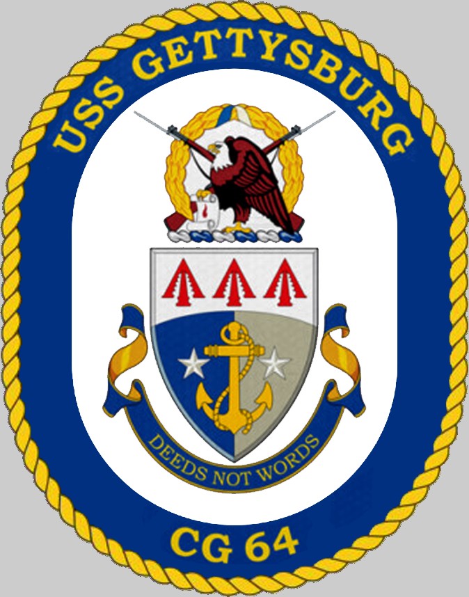 cg-64 uss gettysburg insignia crest patch badge ticonderoga class guided missile cruiser aegis us navy 02c