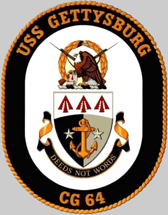 cg-64 uss gettysburg insignia crest patch badge ticonderoga class guided missile cruiser aegis us navy 03x