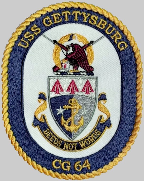 cg-64 uss gettysburg insignia crest patch badge ticonderoga class guided missile cruiser aegis us navy 02p