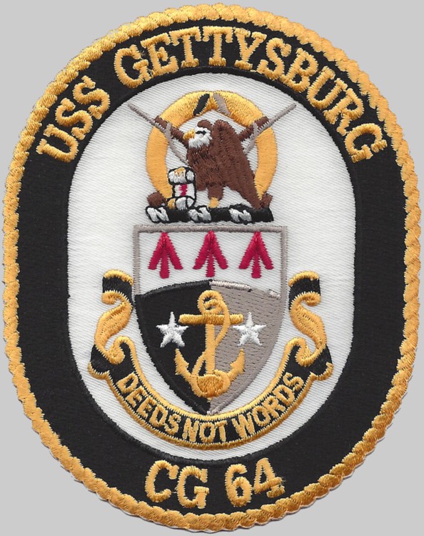 cg-64 uss gettysburg insignia crest patch badge ticonderoga class guided missile cruiser aegis us navy 03p