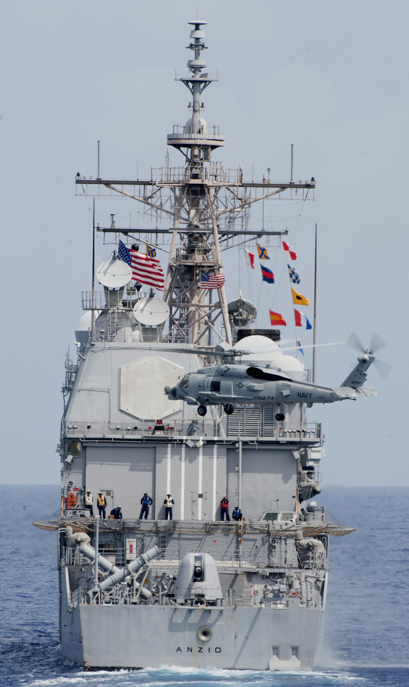 cg-68 uss anzio ticonderoga class guided missile cruiser aegis us navy 35 mh-60r seahawk