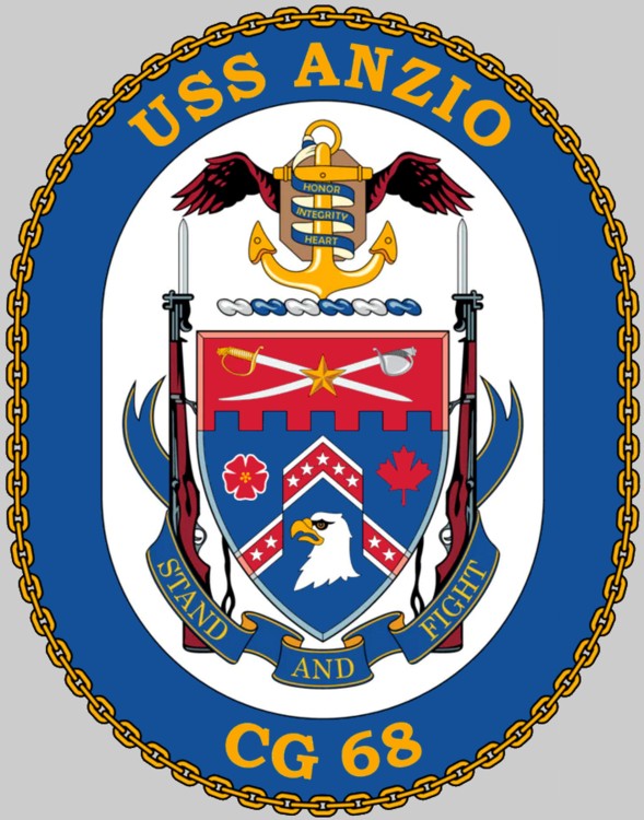 cg-68 uss anzio insignia crest patch badge ticonderoga class guided missile cruiser aegis us navy 02c