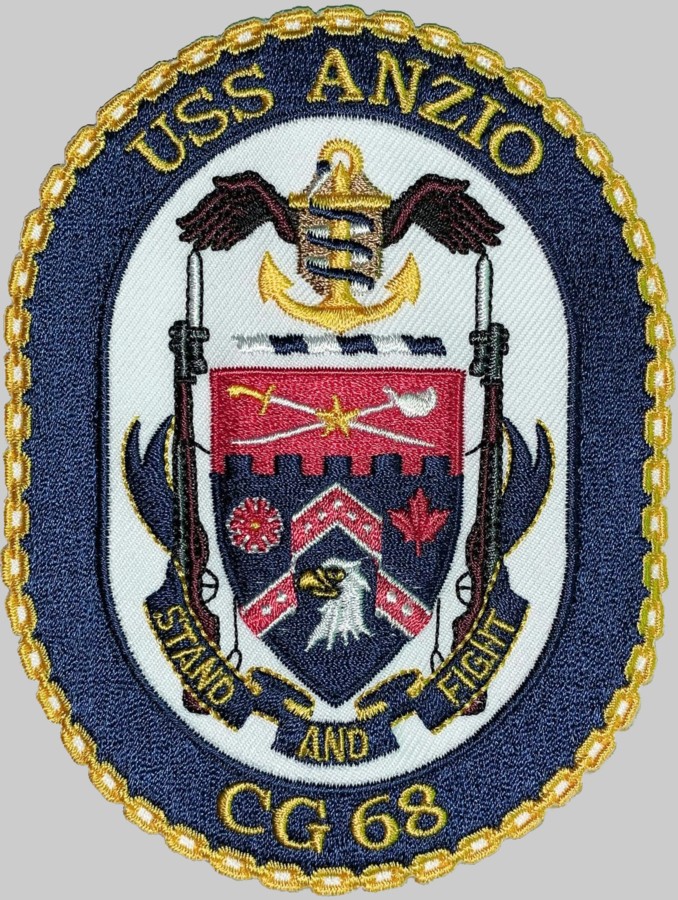 cg-68 uss anzio insignia crest patch badge ticonderoga class guided missile cruiser aegis us navy 03p