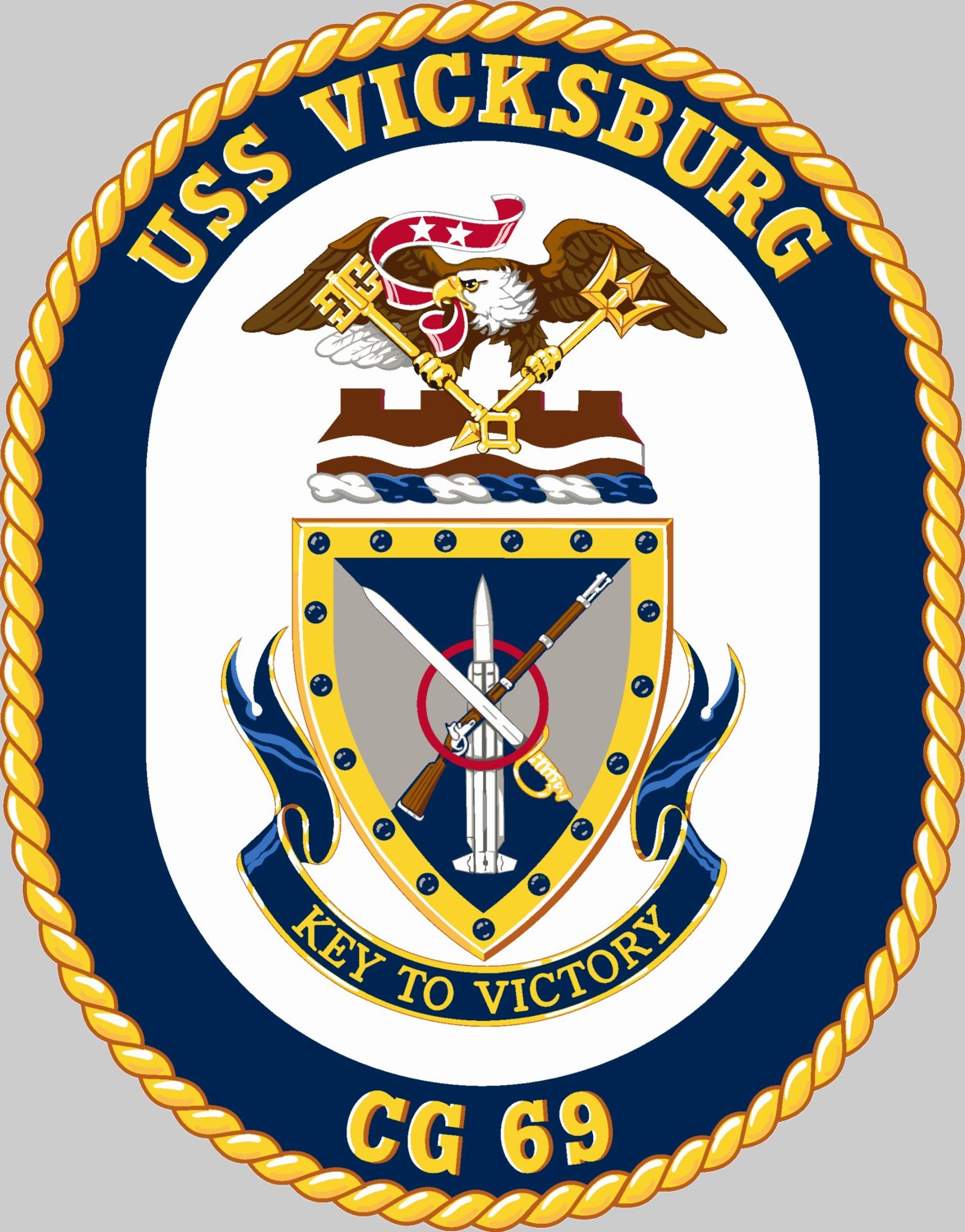 cg-69 uss vicksburg insignia crest patch badge guided missile cruiser us navy 02x