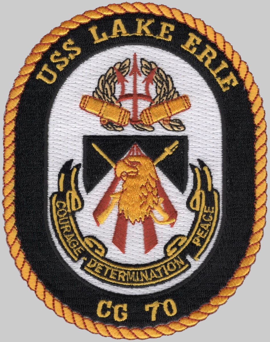 cg-70 uss lake erie crest insignia patch ticonderoga class guided missile cruiser navy 02pa