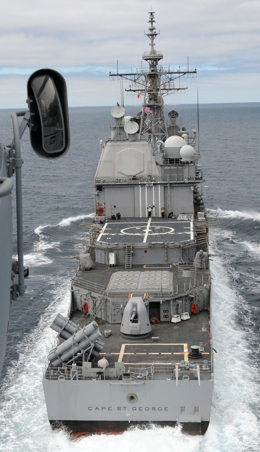 cg-71 uss cape st. george ticonderoga class guided missile cruiser us navy 51 helicopter