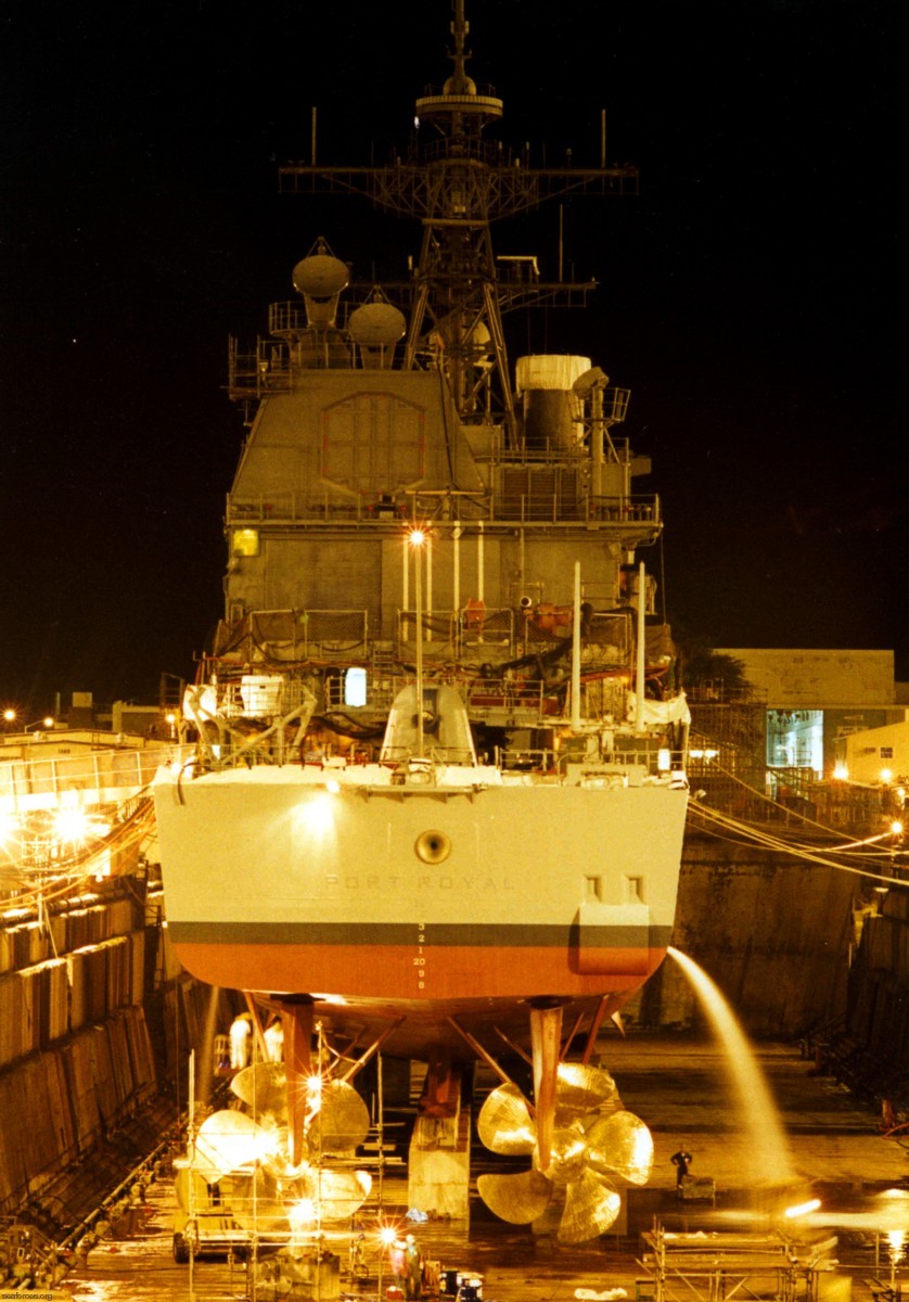 cg-73 uss port royal ticonderoga class guided missile cruiser navy 42 dry dock