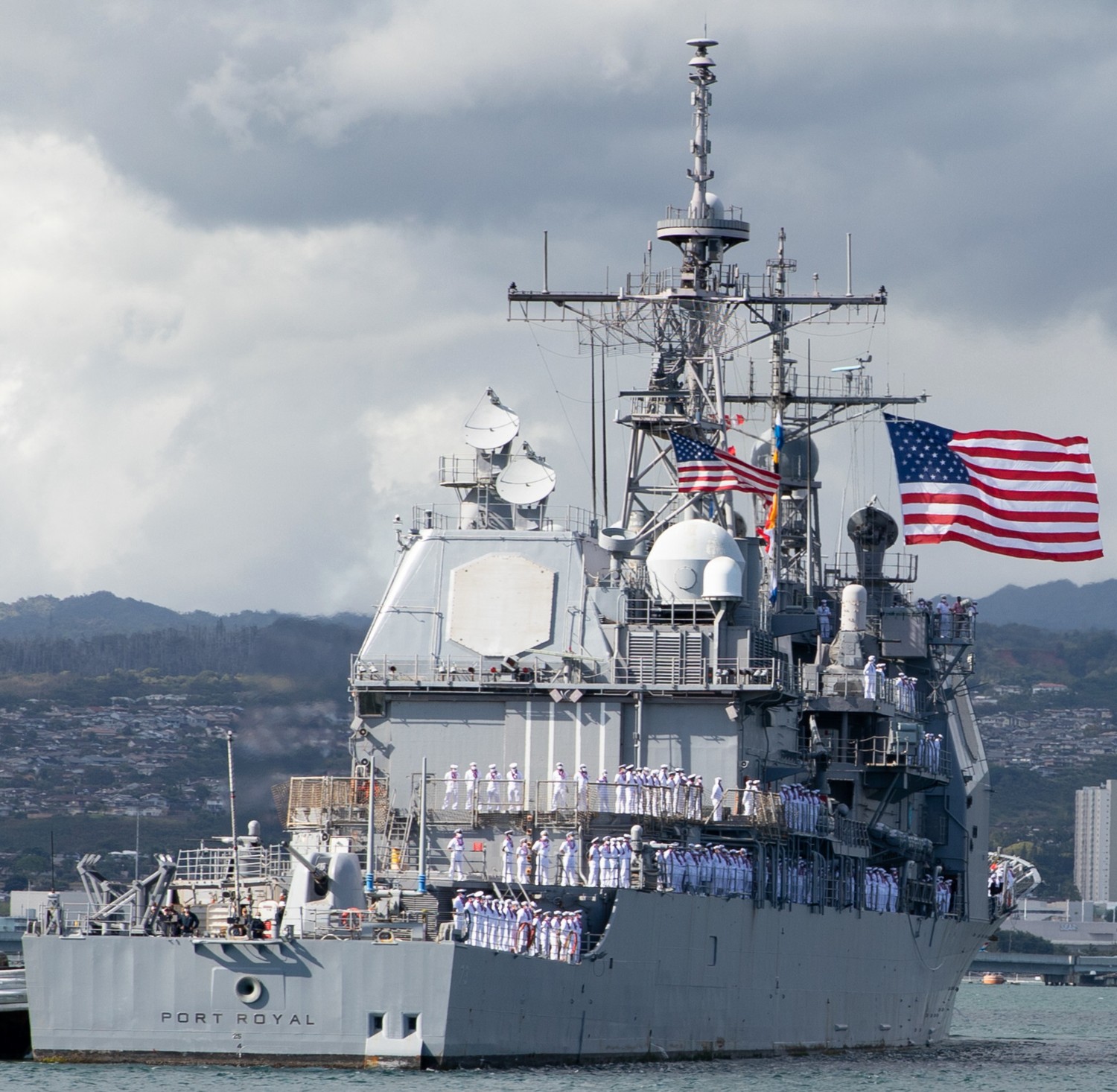 cg-73 uss port royal ticonderoga class guided missile cruiser navy returning joint base pearl harbor hickam hawaii 66